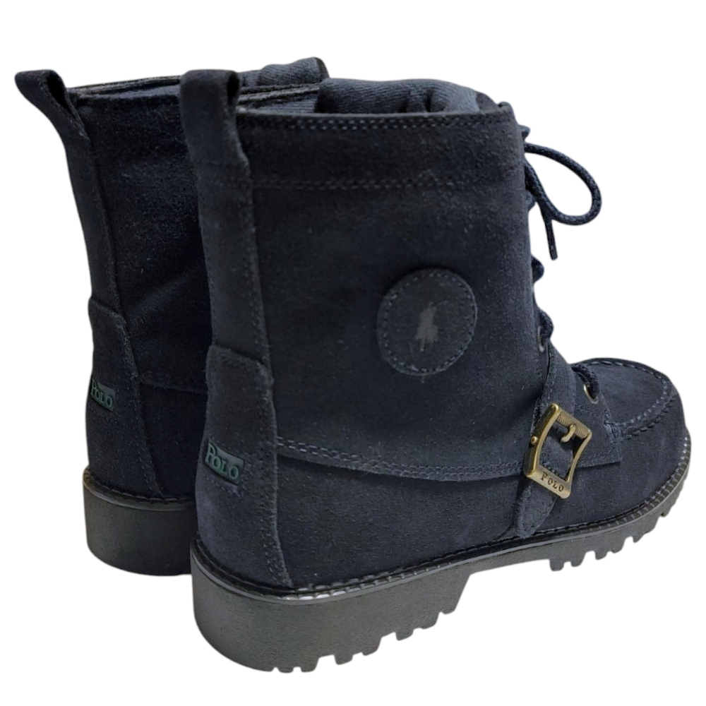 Polo Ralph Lauren Navy Blue Suede Leather Lace Up Combat Boots Mens Size 7 - Picture 4 of 10